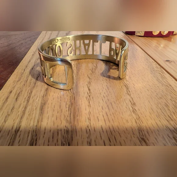 Rustic Cuff "This Too Shall Pass" Gold and Burgundy Bracelet Set - Picture 3 of 5